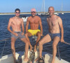 Zinédine Zidane profite de vacances en famille avec ses fils Luca (au milieu) et Elyaz (à gauche) en vacances. Juillet 2021.