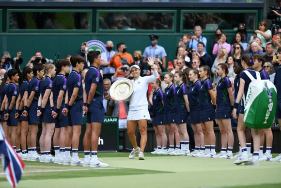 Ashleigh Barty a remporté le tournoi de Wimbledon après sa victoire en finale face à Karolína Plíšková. Londres, le 10 juillet 2021.