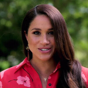 Meghan Markle (enceinte), duchesse de Sussex, dans une vidéo pré-enregistrée pour le concert caritatif "Vax Live" en faveur de la vaccination contre le Coronavirus (COVID-19) à Los Angeles. Le 8 mai 2021