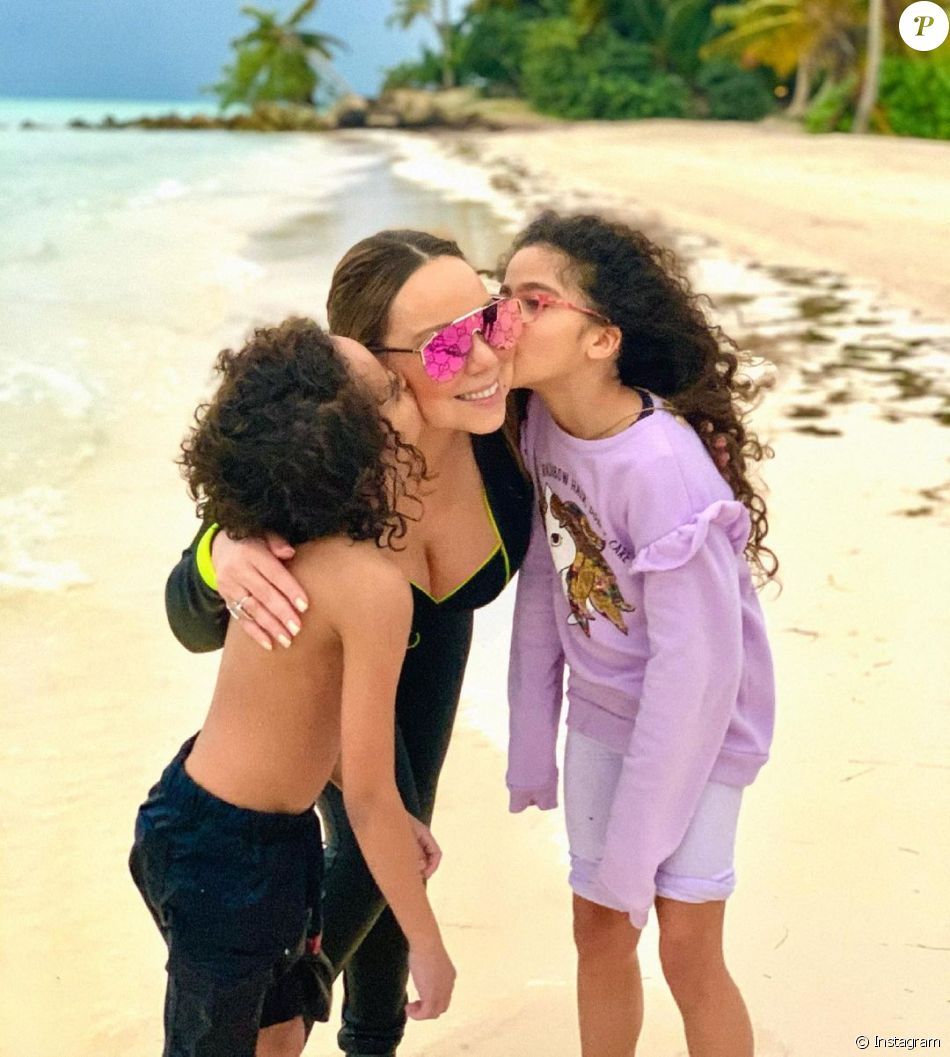 Mariah Carey et ses jumeaus Moroccan et Monroe Cannon.