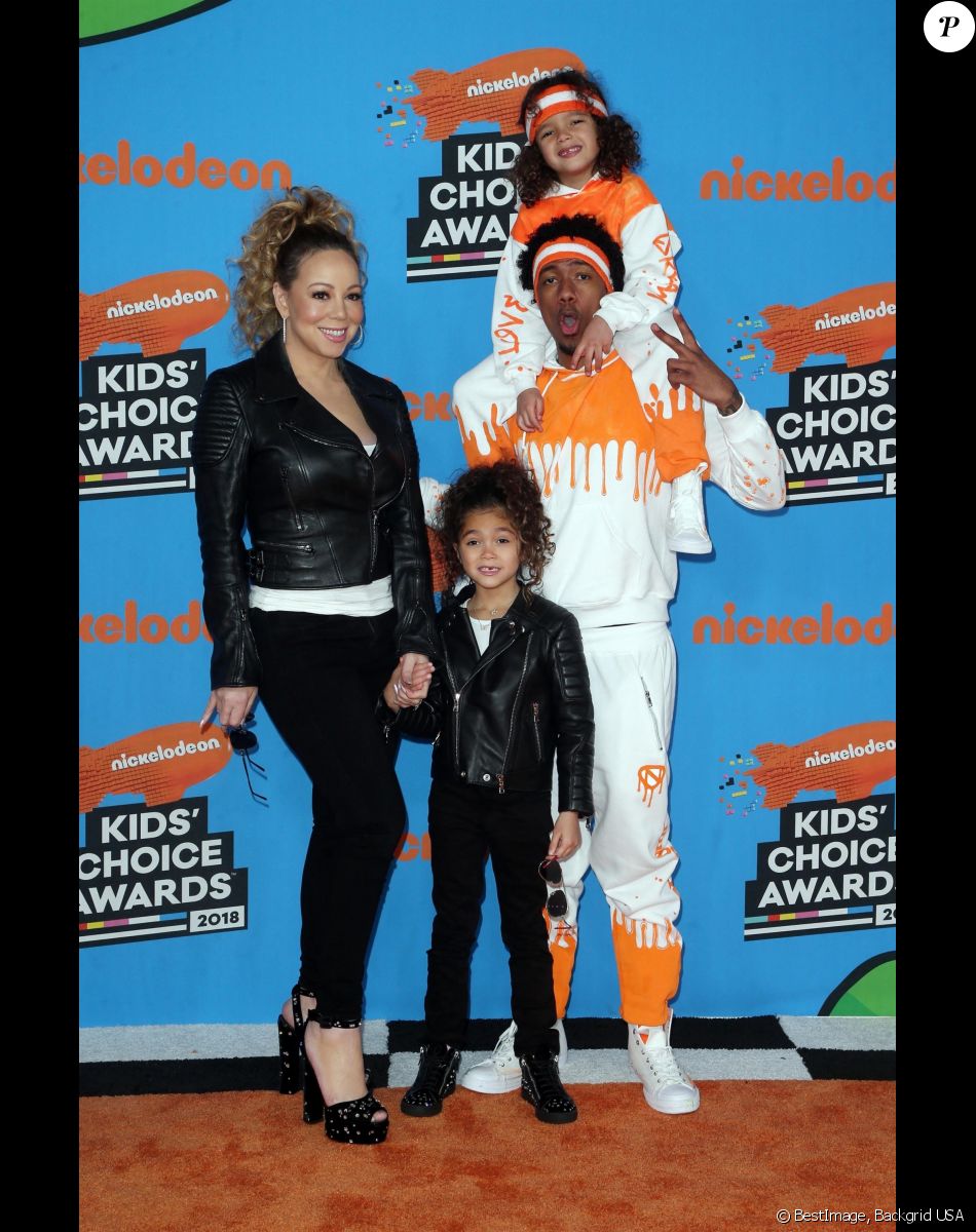 Mariah Carey et Nick Cannon avec leurs enfants Morrocan et Monroe à la soirée Nickelodeon's 2018 Kids' Choice Awards à Inglewood, le 24 mars 2018