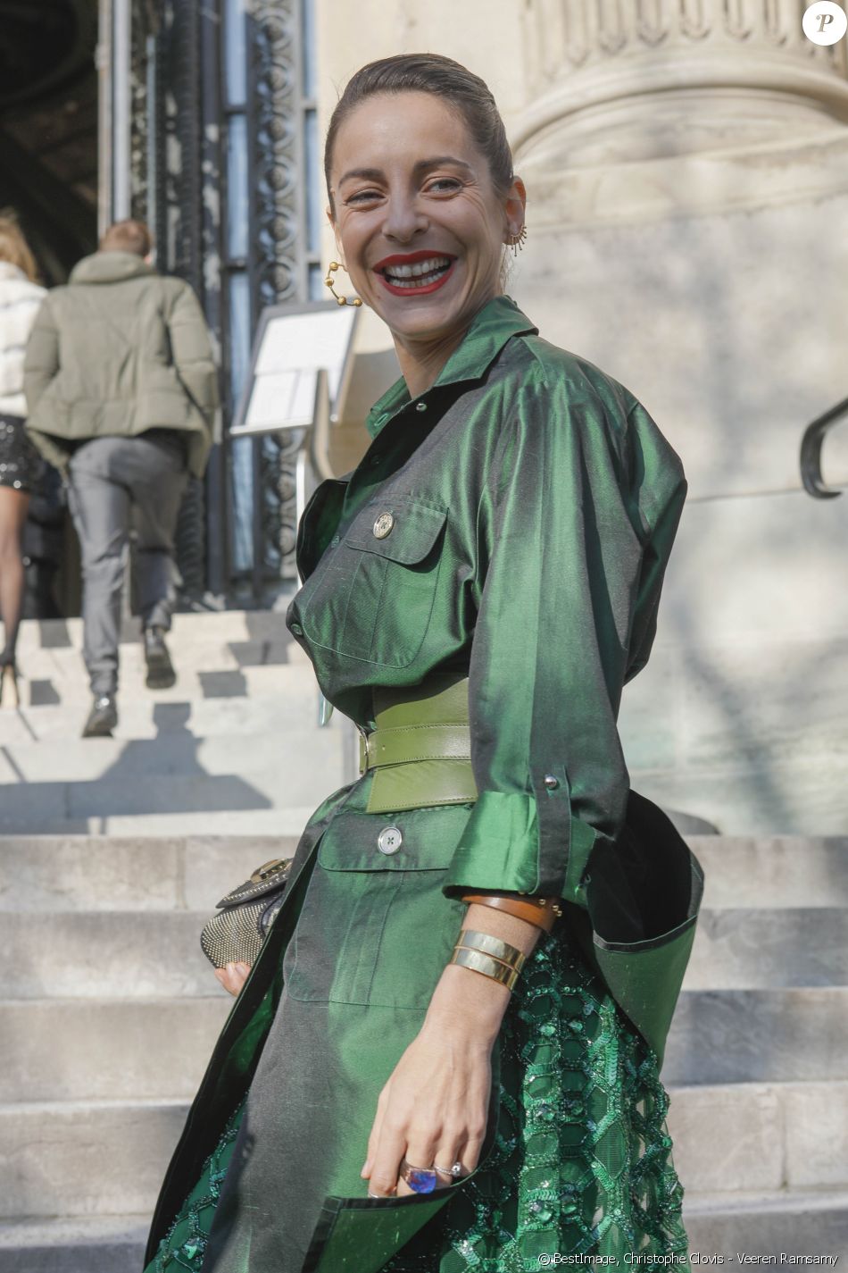 Audrey Dana au défilé Haute Couture Elie Saab printemps-été 2020 au Grand Palais à Paris le 22 janvier 2020. © Christophe Clovis - Veeren Ramsamy / Bestimage