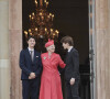 La reine Margrethe II avec ses petits-fils, le prince Nikolai et le prince Felix - La famille royale du Danemark lors de la confirmation du prince Christian en l'église du château de Fredensborg, Danemark, le 15 mai 2021.