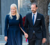 Le prince Haakon et la princesse Mette-Marit de Norvège lors du 10ème anniversaire de la commémoration de l'attentat perpétré par Anders Breivik, à Utoya, qui a fait 77 morts. Oslo.