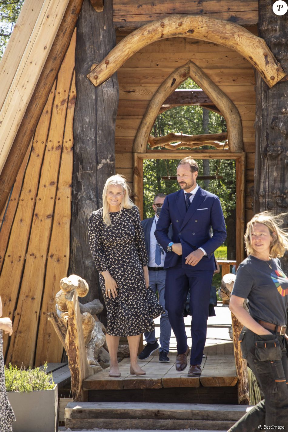 La princesse Mette-Marit et le prince Haakon de Norvège lors du 250ème anniversaire du prédicateur laïque norvégien Hans Nielsen Hauge à Fredrikstad. Le 4 juin 2021