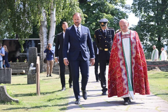 Le prince Haakon lors du 10ème anniversaire de la commémoration de l'attentat perpétré par Anders Breivik, à Utoya, qui a fait 77 morts. Oslo, le 22 juillet 2021.