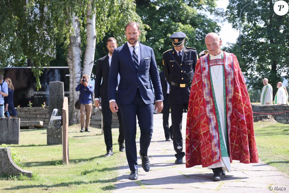Le prince Haakon lors du 10ème anniversaire de la commémoration de l'attentat perpétré par Anders Breivik, à Utoya, qui a fait 77 morts. Oslo, le 22 juillet 2021.