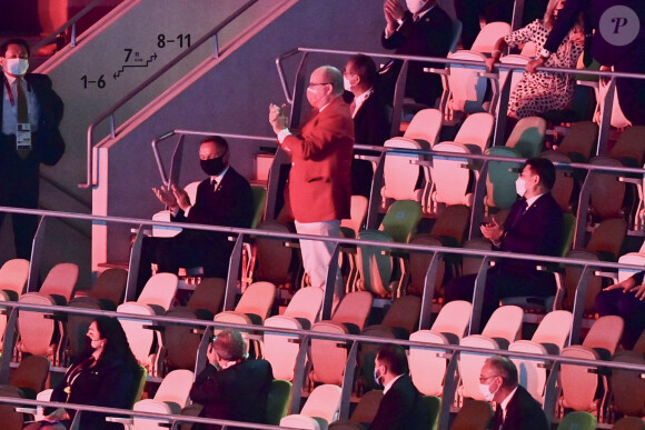 Le prince Albert II de Monaco lors de la cérémonie d'ouverture des Jeux Olympiques de Tokyo 2020, le 23 juillet 2021.