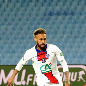 Neymar Jr durant le match face à Montpellier en demi-finale de la Coupe de France au stade de la Mosson à Montpellier le 12 mai 2021. © Norbert Scanella / Panoramic / Bestimage 