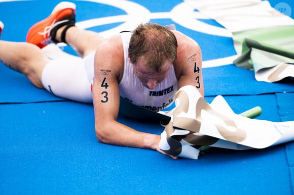 Kristian Blummenfelt à l'arrivée - Jeux Olympiques de Tokyo- Triathlon Hommes, à Tokyo.