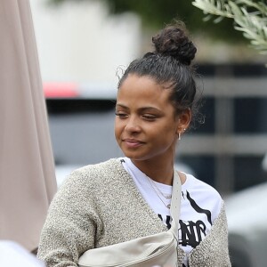 Semi-Exclusif - M. Pokora, sa femme Christina Milian et leur fils Isaiah sont allés déjeuner au restaurant Mauro's Cafe à West Hollywood, Los Angeles, le 7 juin 2021.