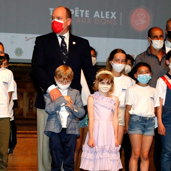 Le prince Albert II de Monaco, ses enfants Gabriella et Jacques - Lancement du programme "Océano pour Tous" au Musée Océanographique de Monaco, le 1er juin 2021. © Claudia Albuquerque / Bestimage