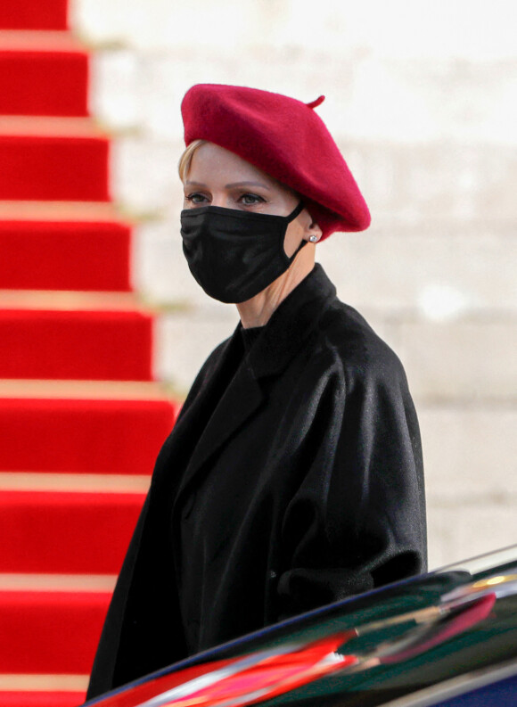 La princesse Charlene de Monaco - Le couple princier assiste à la messe de Sainte Dévote à la cathédrale de Monaco. © Claudia Albuquerque / Bestimage