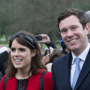 La princesse Eugénie d'York et son mari Jack Brooksbank se rendent à la messe de Noël à l'église Sainte-Marie-Madeleine à Sandringham, le 25 décembre 2018.