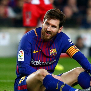 Leo Messi lors du match de football "Barcelone vs Gérone" au stade Camp Nou à Barcelone. Le 24 février 2018 