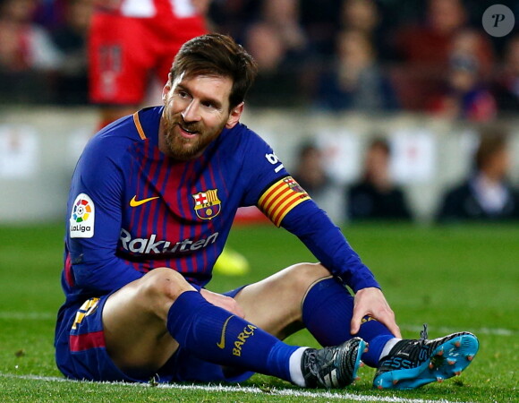 Leo Messi lors du match de football "Barcelone vs Gérone" au stade Camp Nou à Barcelone. Le 24 février 2018 