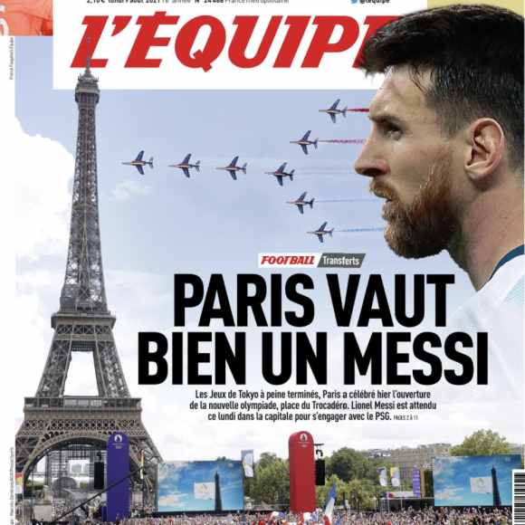 Couverture du quotidien L'Équipe du 9 août 2021.
