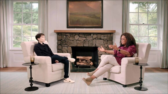 Elliot Page se confie à Oprah Winfrey, après son coming out transgenre dans l'émission "The Oprah Conversation". Los Angeles. Le 28 avril 2021. 