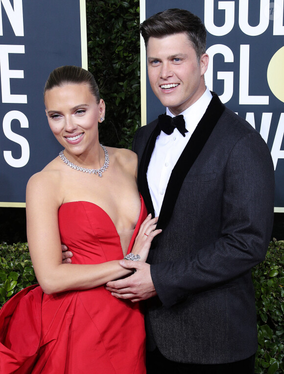 Scarlett Johansson et son mari Colin Jost - Photocall de la 77ème cérémonie annuelle des Golden Globe Awards au Beverly Hilton Hotel à Los Angeles.