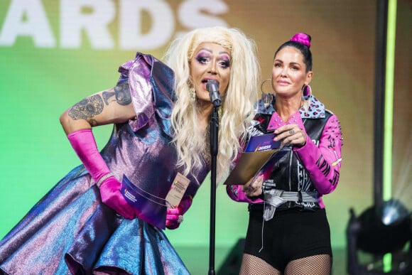Rene Diff (en drag queen) et Lene Nystrøm au Danish Rainbow Awards 2020, le 30 septembre 2020. Photo by Martin Sylvest/Ritzau Scanpix/ABACAPRESS.COM