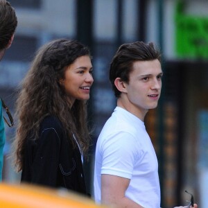 Tom Holland et Zendaya sur le tournage de "Spider-Man : Far Fron Home" à New York.