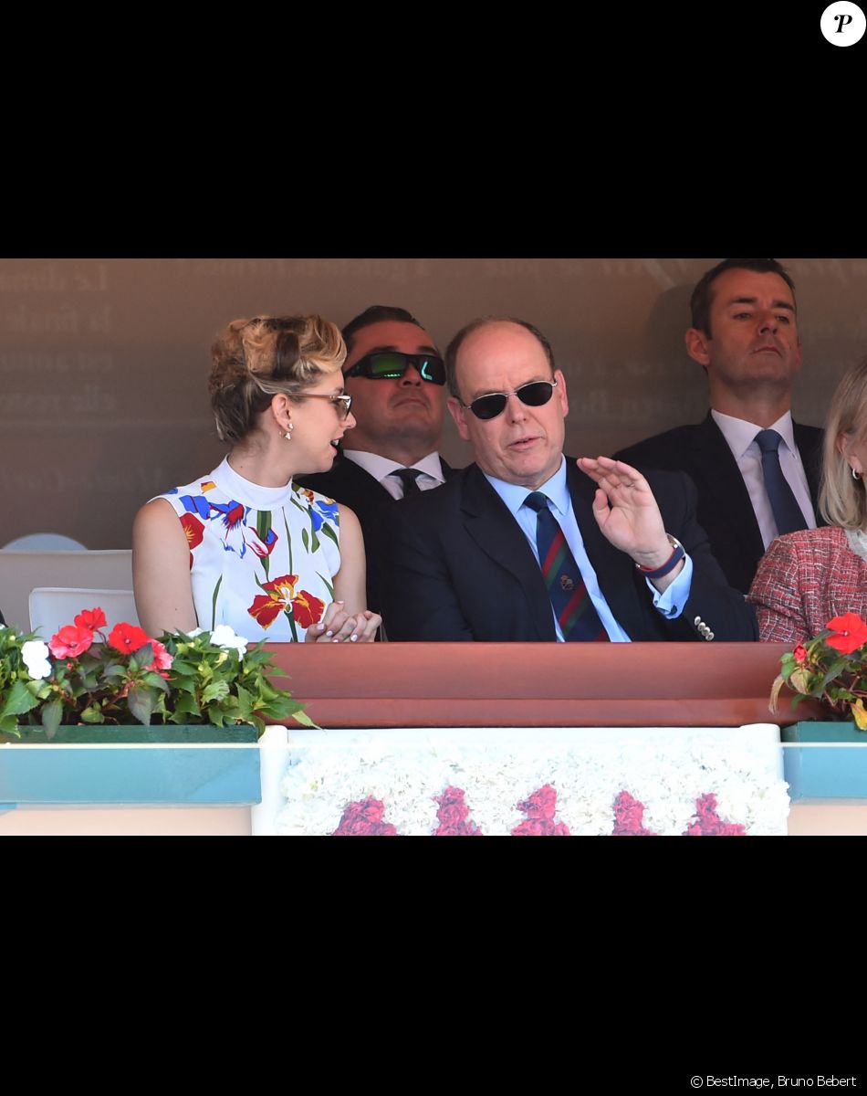 Le prince Albert II de Monaco et sa fille Jazmin Grace Grimaldi au Rolex Monte Carlo Masters 2018, au Monte Carlo Country Club à Roquebrune Cap Martin le 19 avril 2018. © Bruno Bebert / Bestimage