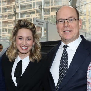 Jazmin Grace Grimaldi avec son père le prince Albert II de Monaco en principauté lors du salon EVER Monaco dédié aux véhicules écologiques et aux énergies renouvelables. © Jean-Charles Vinaj / Pool restreint Monaco / Bestimage