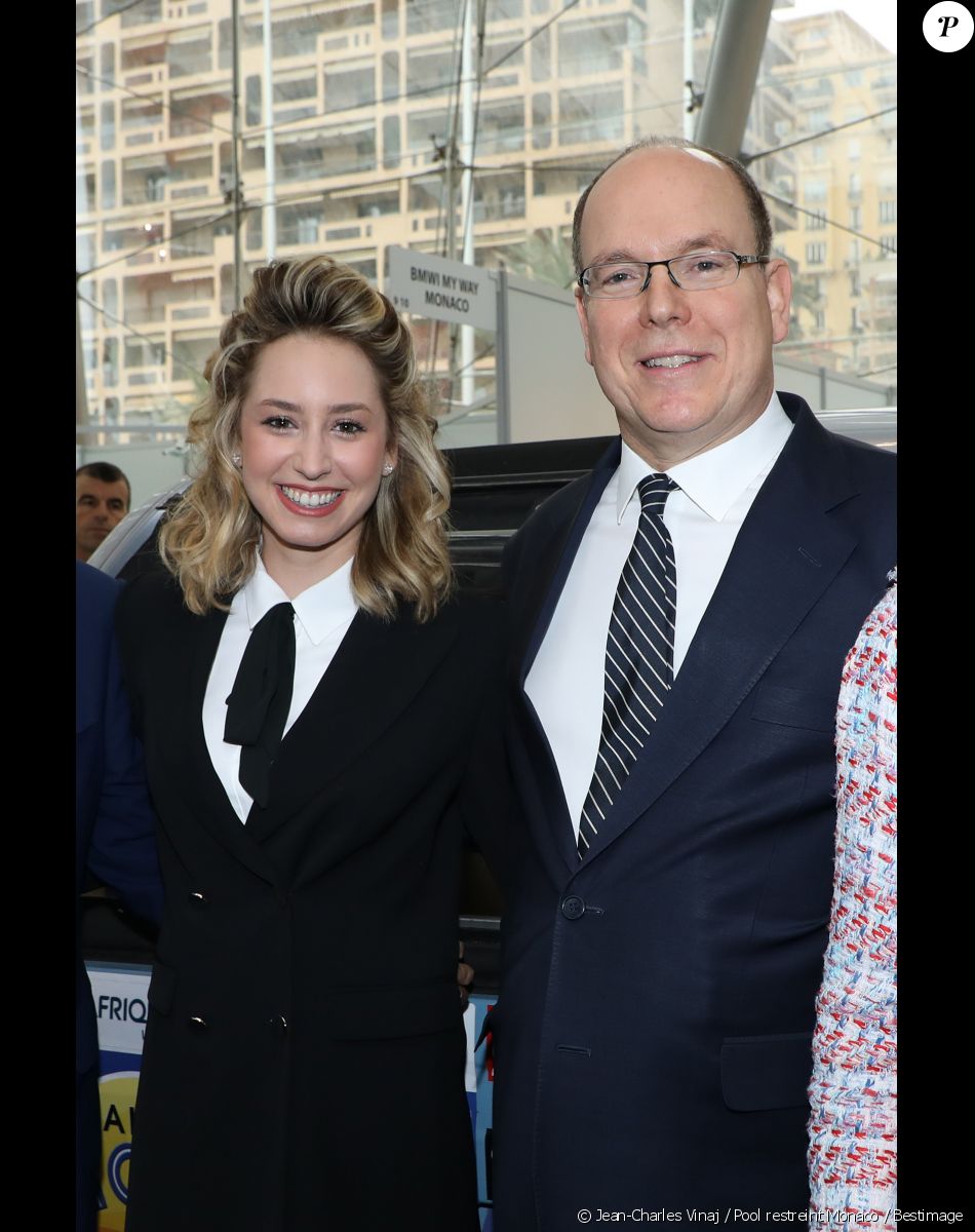 Jazmin Grace Grimaldi avec son père le prince Albert II de Monaco en principauté lors du salon EVER Monaco dédié aux véhicules écologiques et aux énergies renouvelables. © Jean-Charles Vinaj / Pool restreint Monaco / Bestimage