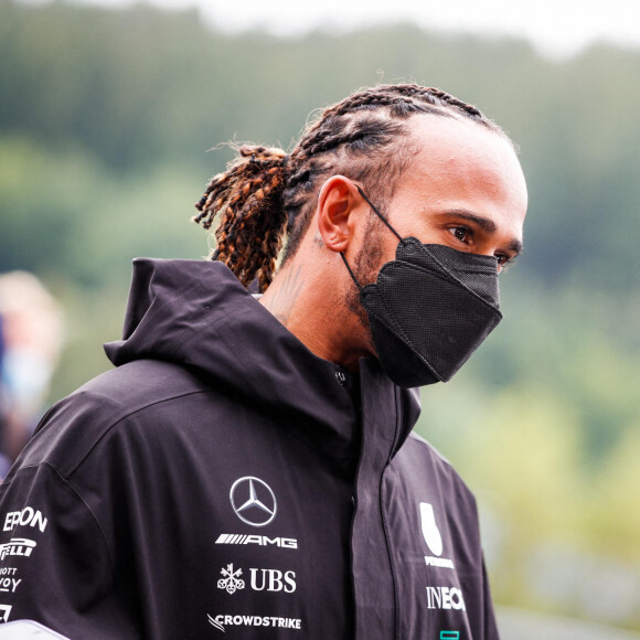 Lewis Hamilton lors des essais du Grand prix de Formule 1 de Belgique. Le 28 août 2021. © Motorpsorts / Panoramic / Bestimage