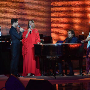 Exclusif - Farah El Dibany et Vincent Niclo, André Manoukian et Laury Thilleman - Jour 2 - Plateau - Enregistrement de l'émission "La fête de la Chanson à l'Orientale" à Marrakech, qui sera diffusée le 4 septembre sur France 2. © Veeren / Bestimage