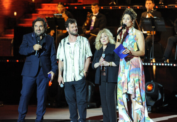 Exclusif - André Manoukian, Claudio Capéo, Nicoletta et Laury Thilleman - Jour 2 - Plateau - Enregistrement de l'émission "La fête de la Chanson à l'Orientale" à Marrakech, qui sera diffusée le 4 septembre sur France 2. © Veeren / Bestimage