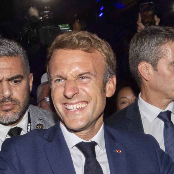 Le président Emmanuel Macron assiste au gala de boxe "La Conquête" à Roland Garros, Paris le 10 septembre 2021. © JB Autissier / Panoramic / Bestimage 