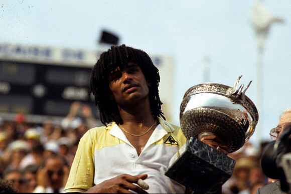 Victoire de Yannick Noah en finale de Roland Garros face au suédois Mats Wilander, le 5 juin 1983. © Tennis Magazine / Panoramic / Bestimage