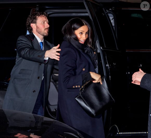 Meghan Markle, duchesse de Sussex, enceinte, arrive pour dîner avec son ami Markus Anderson au restaurant The Polo Bar dans le quartier de Upper East Side à New York City, New York, Etats-Unis, le 19 février 2019.