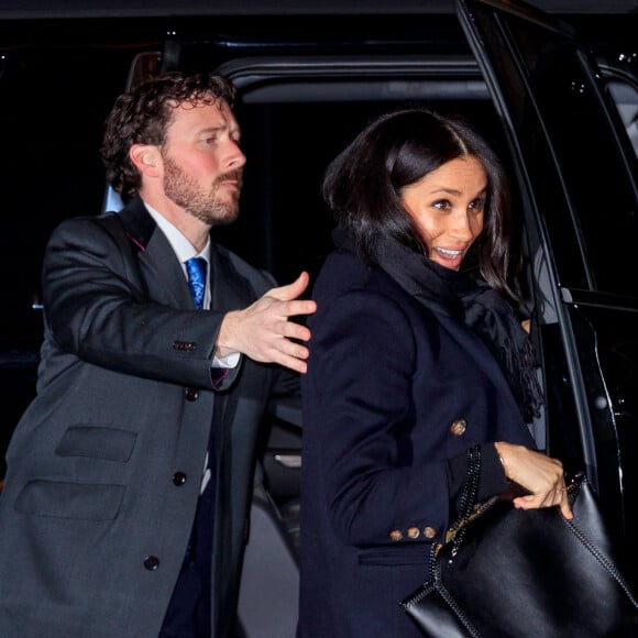 Meghan Markle, duchesse de Sussex, enceinte, arrive pour dîner avec son ami Markus Anderson au restaurant The Polo Bar dans le quartier de Upper East Side à New York City, New York, Etats-Unis, le 19 février 2019.