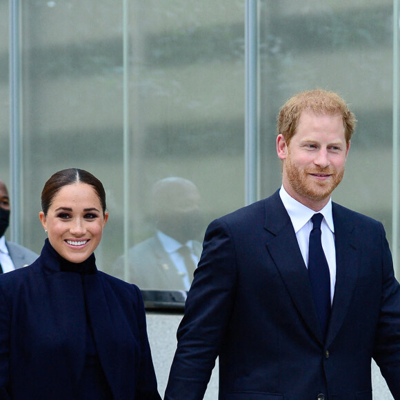 Le prince Harry, duc de Sussex, et sa femme Meghan Markle visitent le One World Trade Center à New York City, New York, etats-Unis, le 23 septembre 2021. 