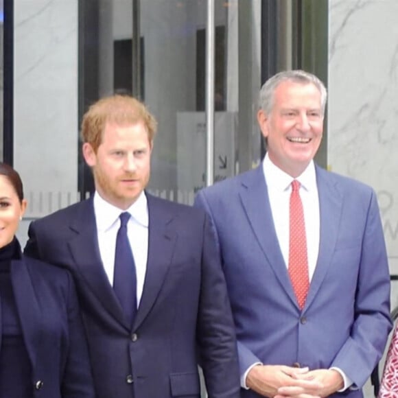 Le prince Harry, duc de Sussex, et sa femme Meghan Markle visitent le One World Trade Center à New York City, New York, etats-Unis, le 23 septembre 2021. 