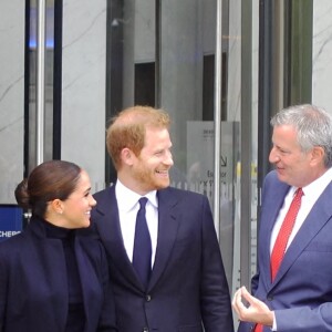 Le prince Harry, duc de Sussex, et sa femme Meghan Markle visitent le One World Trade Center à New York City, New York, etats-Unis, le 23 septembre 2021. 