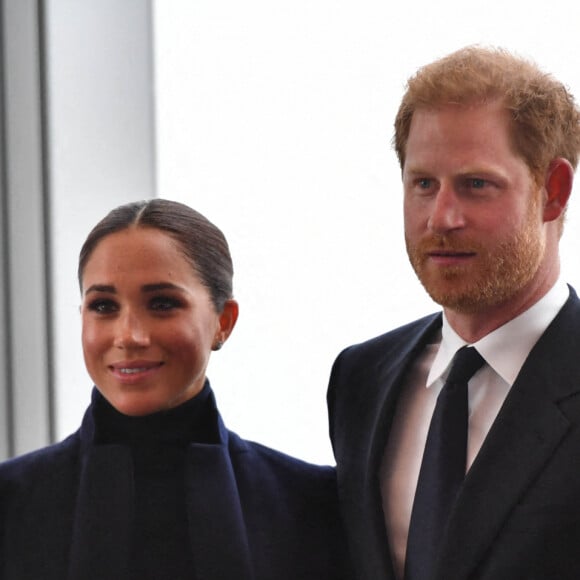 Le prince Harry, duc de Sussex, et sa femme Meghan Markle visitent le One World Trade Center à New York City, New York, etats-Unis, le 23 septembre 2021. 