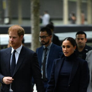 Le prince Harry, duc de Sussex, et sa femme Meghan Markle visitent le One World Trade Center à New York City, New York, etats-Unis, le 23 septembre 2021. 