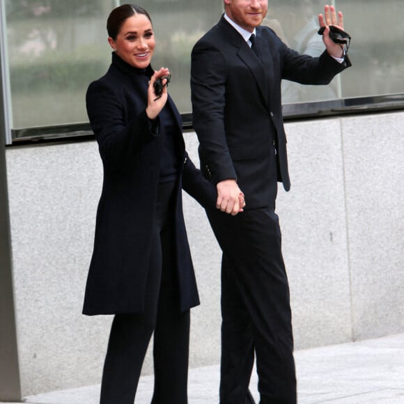 Le prince Harry, duc de Sussex, et sa femme Meghan Markle visitent le One World Trade Center à New York City, New York, etats-Unis, le 23 septembre 2021. 