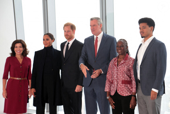 Le prince Harry, duc de Sussex, et sa femme Meghan Markle visitent le One World Trade Center à New York City, New York, etats-Unis, le 23 septembre 2021.