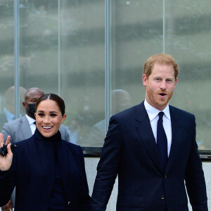 Le prince Harry, duc de Sussex, et sa femme Meghan Markle visitent le One World Trade Center à New York City, New York, etats-Unis, le 23 septembre 2021.