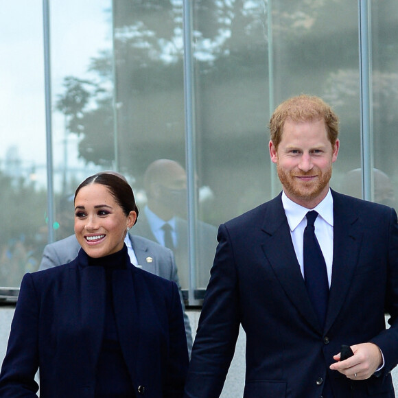 Le prince Harry, duc de Sussex, et sa femme Meghan Markle visitent le One World Trade Center à New York City, New York, etats-Unis, le 23 septembre 2021.