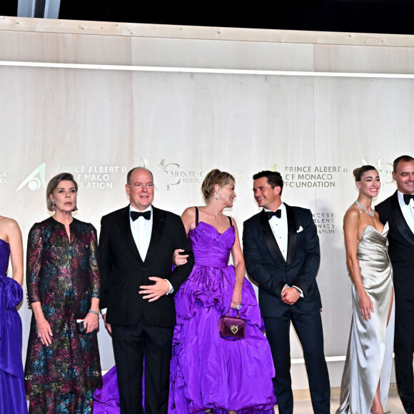 Lucas Bravo, Pom Klementieff, la princesse Caroline de Hanovre, le prince Albert II de Monaco, Sharon Stone, Orlando Bloom, Jessica Michel, Milutin Gatsby, Mélanie Laurent et Gaspard Ulliel - Soirée du 5ème " Monte-Carlo Gala for Planetary Health " au Palais de Monaco, le 23 septembre 2021. © Bruno Bebert / Bestimage