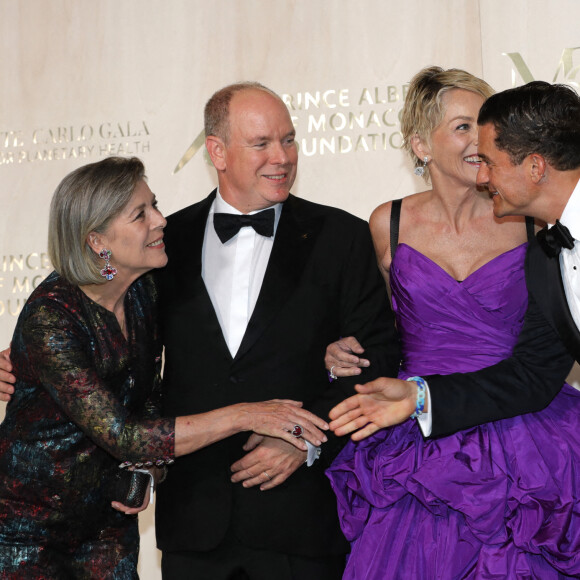 La princesse Caroline de Hanovre, le prince Albert II de Monaco, Sharon Stone, Orlando Bloom - Soirée du 5ème " Monte-Carlo Gala for Planetary Health " au Palais de Monaco, le 23 septembre 2021. © Claudia Albuquerque / Bestimage