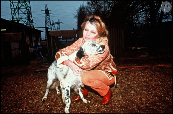 Archives - Brigitte Bardot avec un chien dans un refuge de la SPA