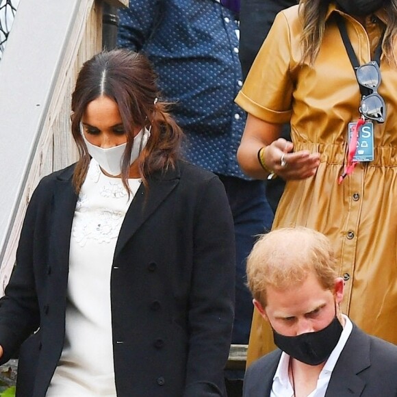 Le prince Harry et Meghan Markle quittent le "Global Citizen Live Festival" à Central Park à New York, le 25 septembre 2021.