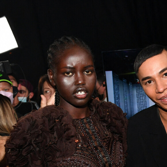 Olivier Rousteing et Naomi Campbell dans les coulisses du défilé de mode Femmes prêt-à-porter printemps-été 2022 "Balmain" à la Seine Musicale à Paris. Le 29 septembre 2021 © Veeren Ramsamy-Christophe Clovis / Bestimage