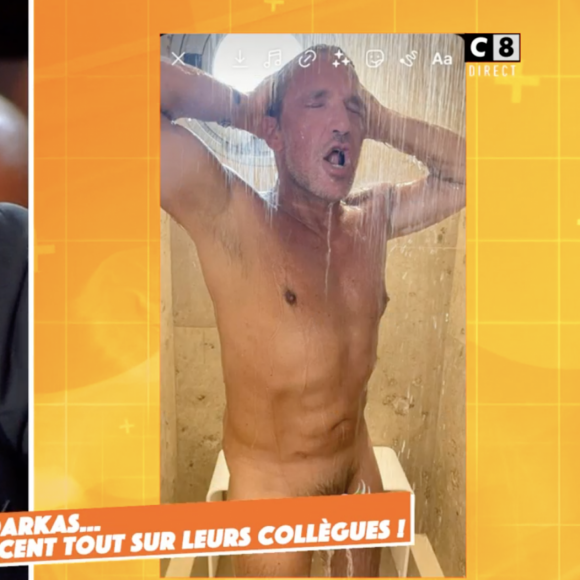Une photo de Benjamin Castaldi complètement nu est diffusée dans "Touche pas à mon poste" sur C8, le 30 septembre 2021.